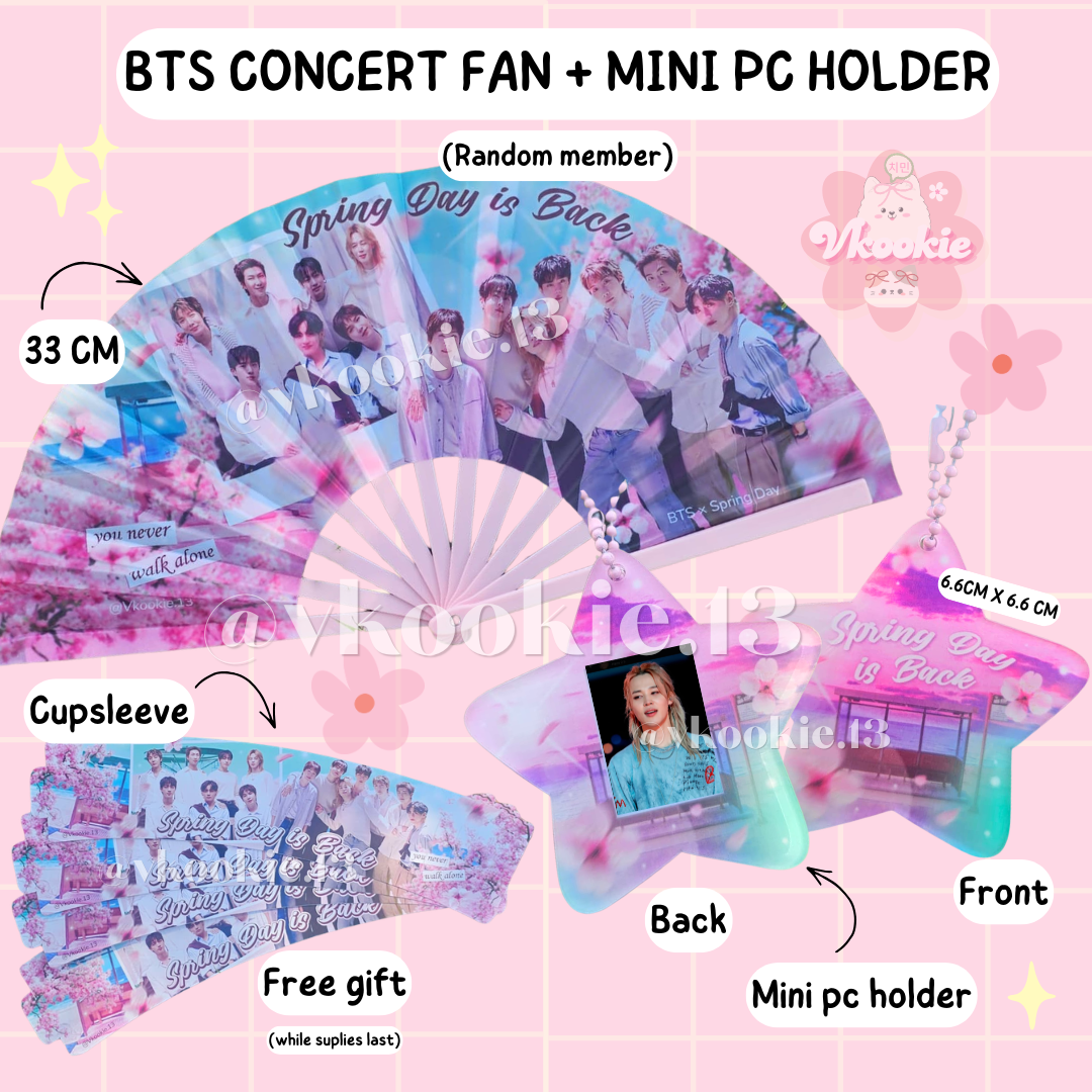 BTS SPRING DAY 30 CM FAN + MINI PC HOLDER KEYCHAIN BUNDLE